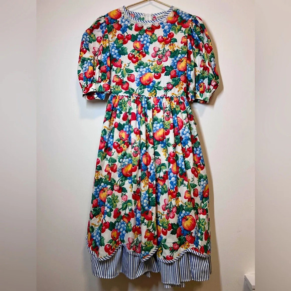 Ruth of Carolina Girls Floral Multi Color Long Dress With Matching Hat 8 - Picture 1 of 13